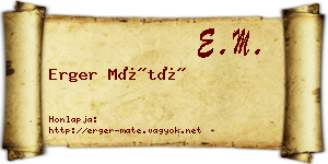 Erger Máté névjegykártya